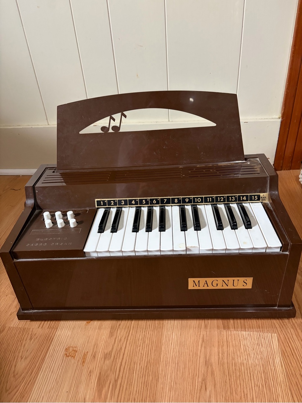 Magnus Vintage Toy Piano - Brown with White & Black Keys